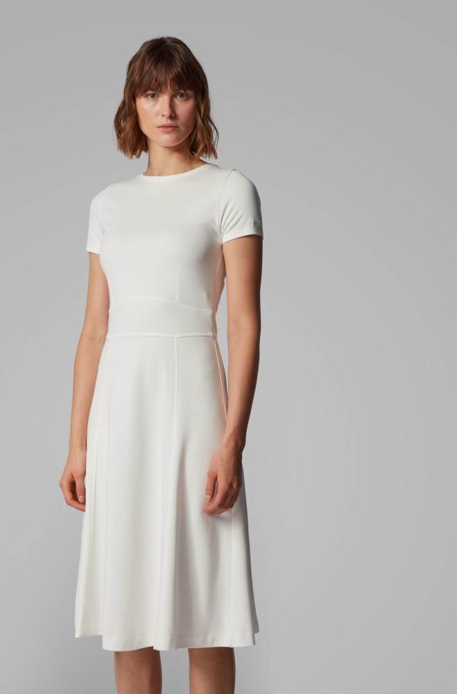 Hugo Boss Kort-sleeved dress Hvite | RkS6LH7B