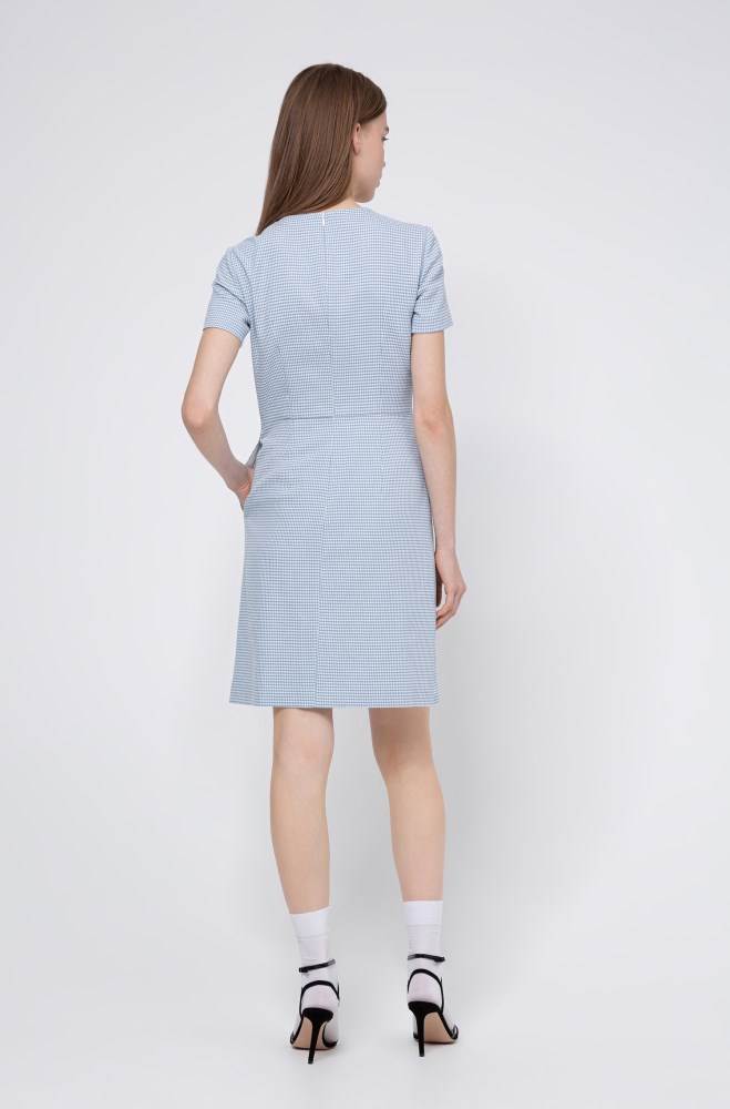 Hugo Boss Kort-sleeved dress Lyse Blå | DTdkSbXM