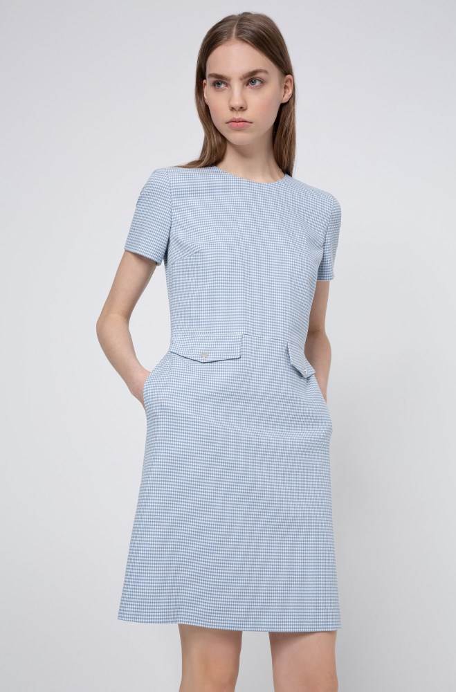 Hugo Boss Kort-sleeved dress Lyse Blå | DTdkSbXM