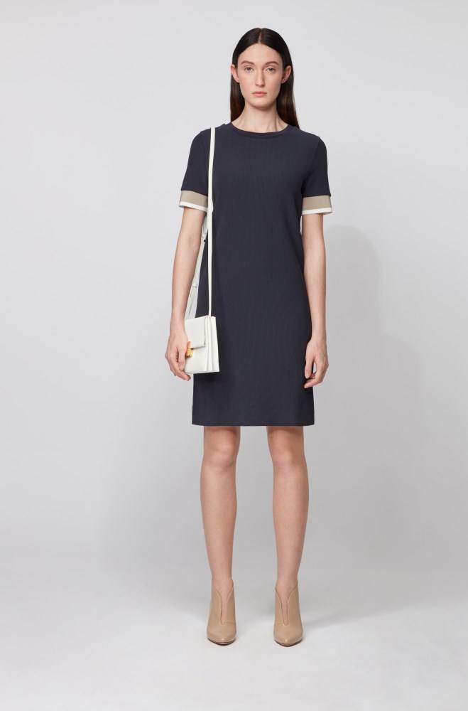 Hugo Boss Kort-sleeved dress Lyse Blå | zbIykTyh