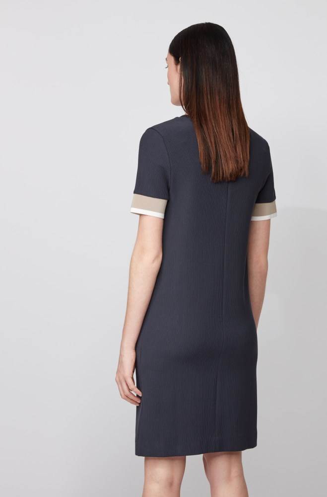 Hugo Boss Kort-sleeved dress Lyse Blå | zbIykTyh