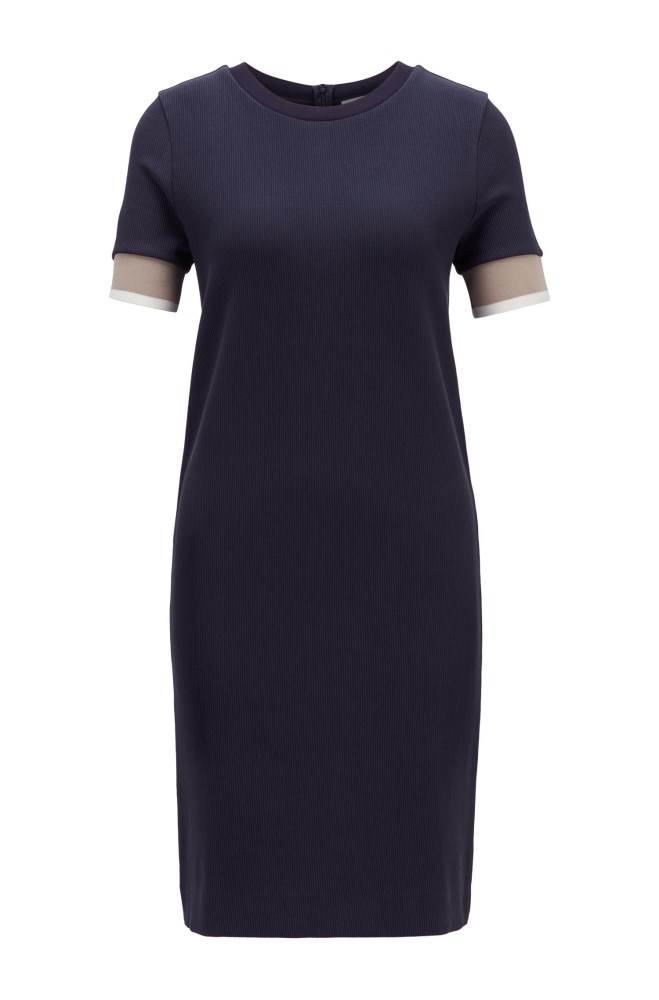 Hugo Boss Kort-sleeved dress Lyse Blå | zbIykTyh