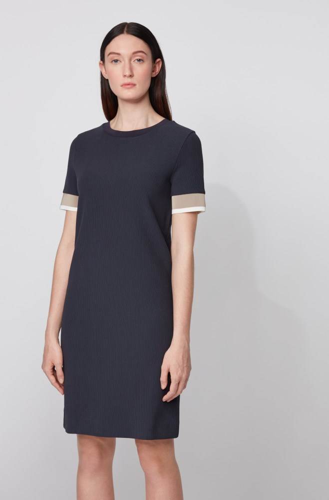 Hugo Boss Kort-sleeved dress Lyse Blå | zbIykTyh