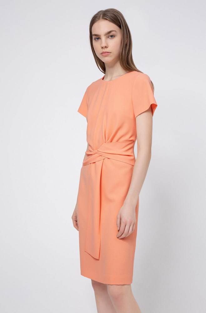 Hugo Boss Kort-sleeved dress Lyse Oransje | 3dAyEB1y