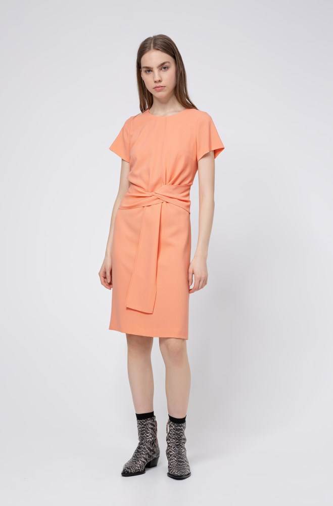 Hugo Boss Kort-sleeved dress Lyse Oransje | 3dAyEB1y