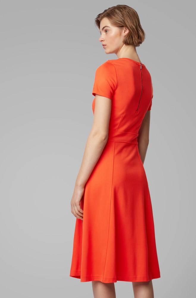 Hugo Boss Kort-sleeved dress Oransje | Ddg8H89E