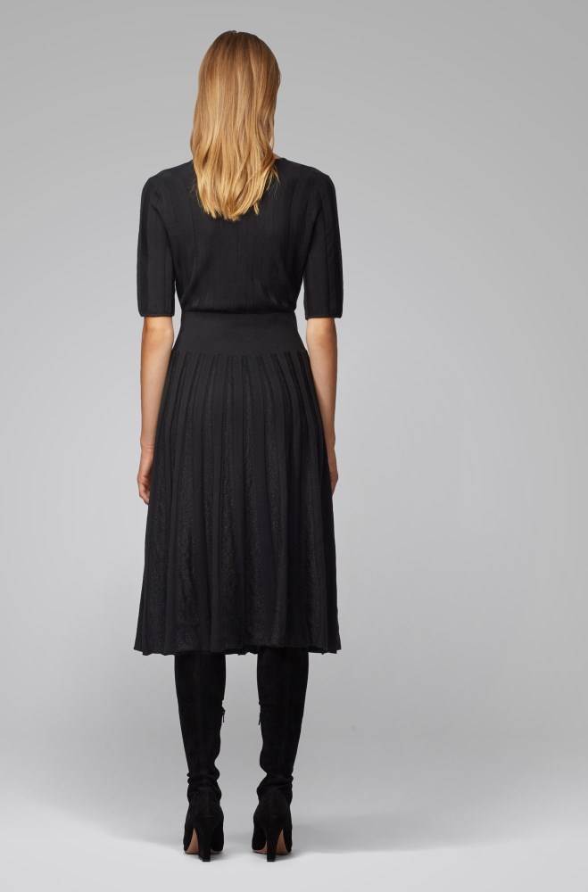 Hugo Boss Kort-sleeved dress Svarte | kzHKiv2C