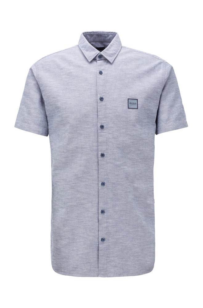 Hugo Boss Kort-sleeved slim-fit shirt Grå | swcHjrma