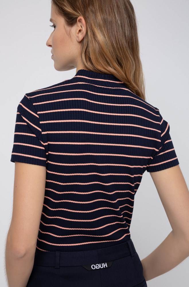 Hugo Boss Kort-sleeved striped top Mørke Blå | ohMK0LvA