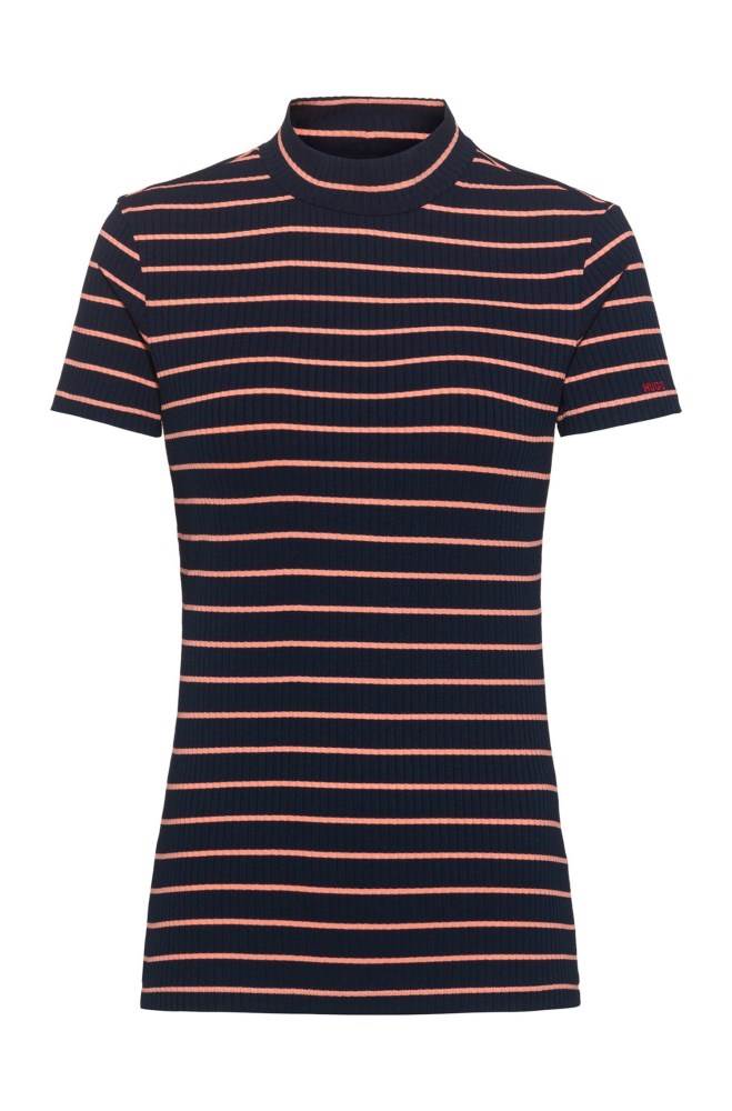 Hugo Boss Kort-sleeved striped top Mørke Blå | ohMK0LvA