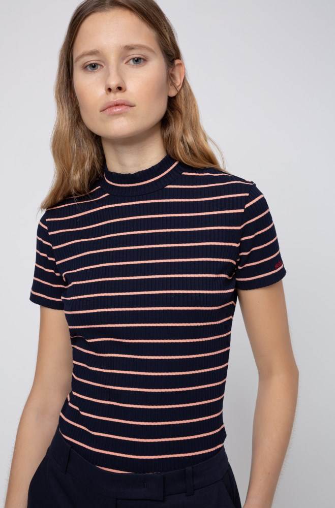 Hugo Boss Kort-sleeved striped top Mørke Blå | ohMK0LvA