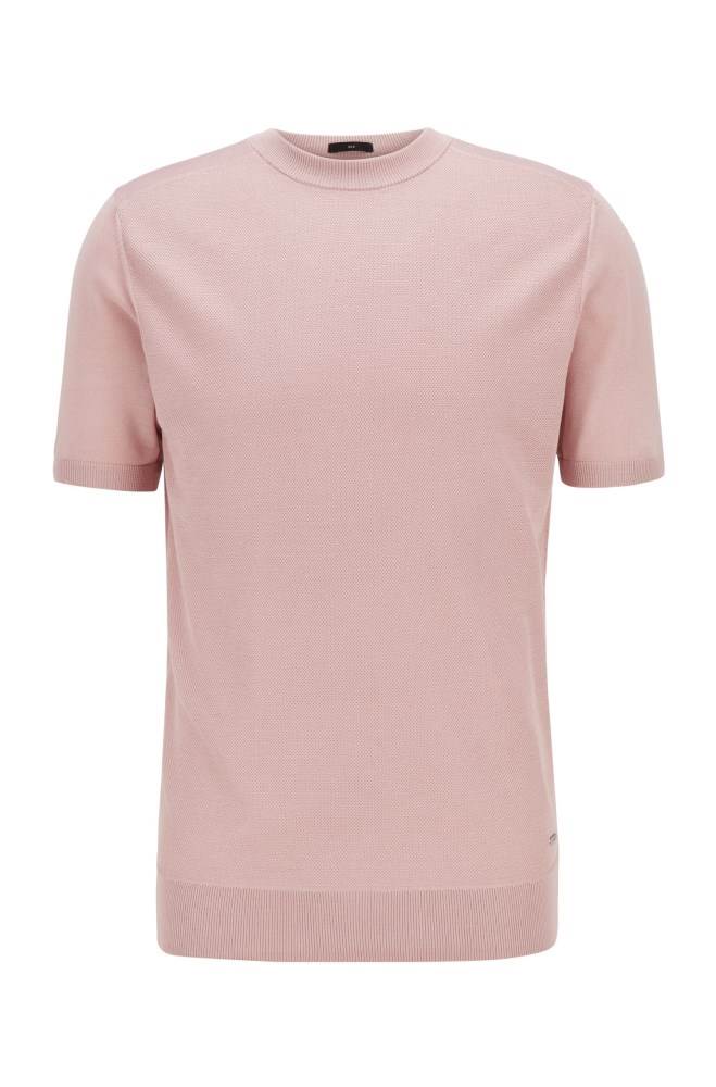 Hugo Boss Kort-sleeved sweater Lyse Rosa | HZBMMffq