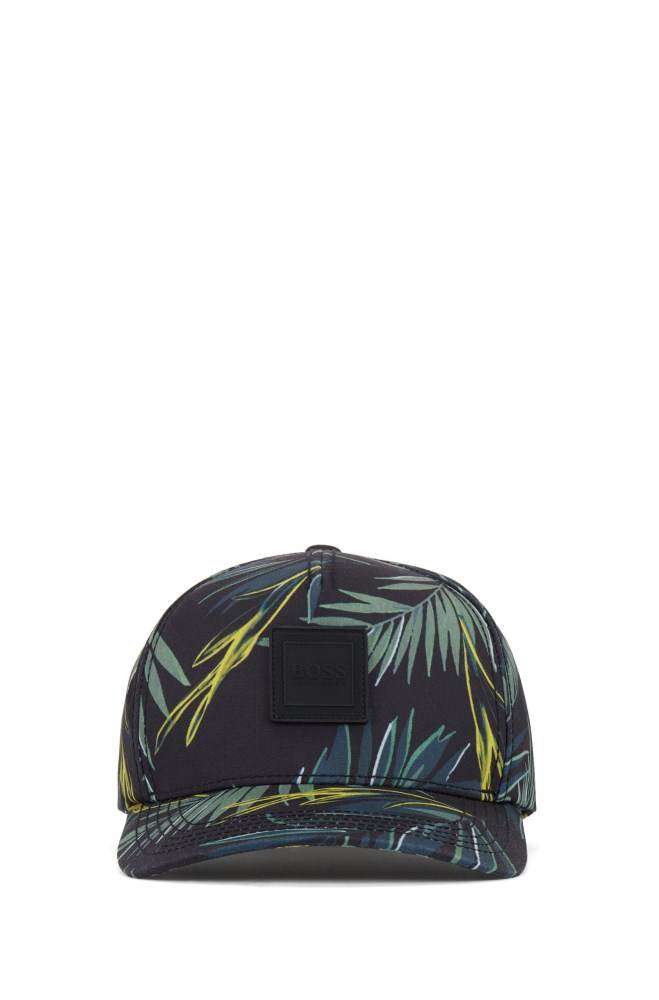 Hugo Boss Leaf-print cap Svarte | Je3poQJR