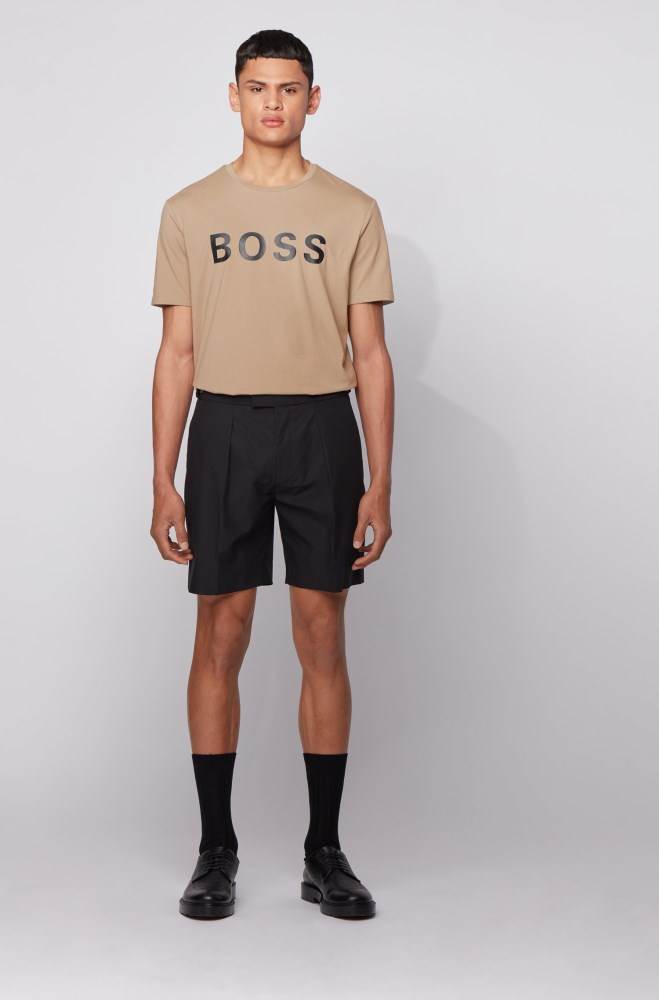 Hugo Boss Logo T-shirt Beige | hA6EEhSG