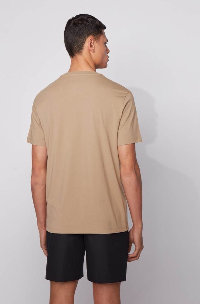 Hugo Boss Logo T-shirt Beige | hA6EEhSG