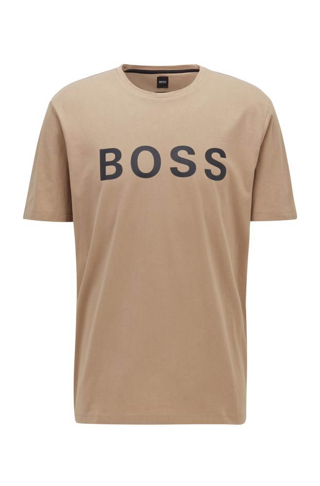 Hugo Boss Logo T-shirt Beige | hA6EEhSG