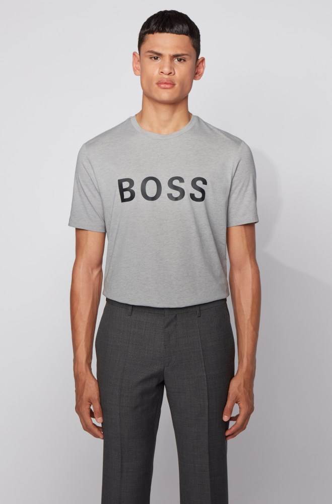 Hugo Boss Logo T-shirt Lyse Grå | 3uwWK4xq