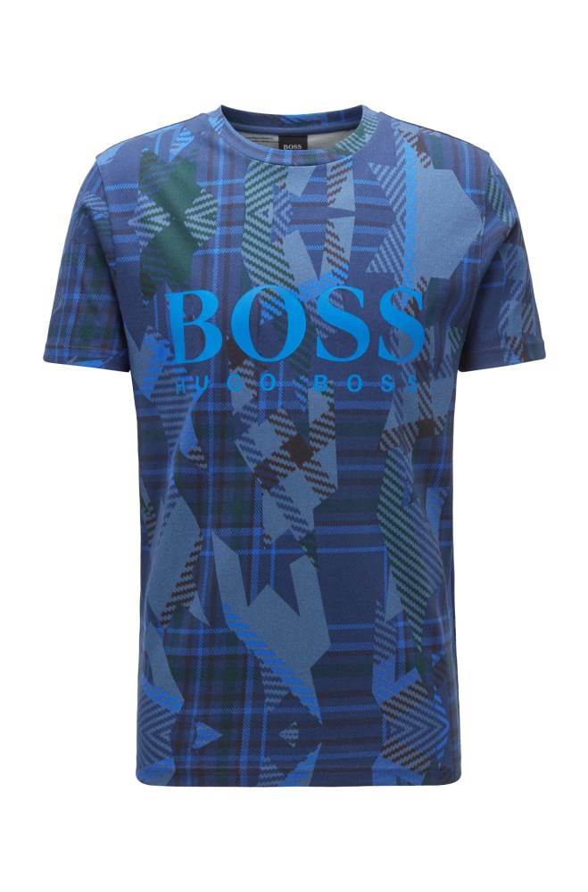 Hugo Boss Logo T-shirt Mørke Blå | EQWTthng