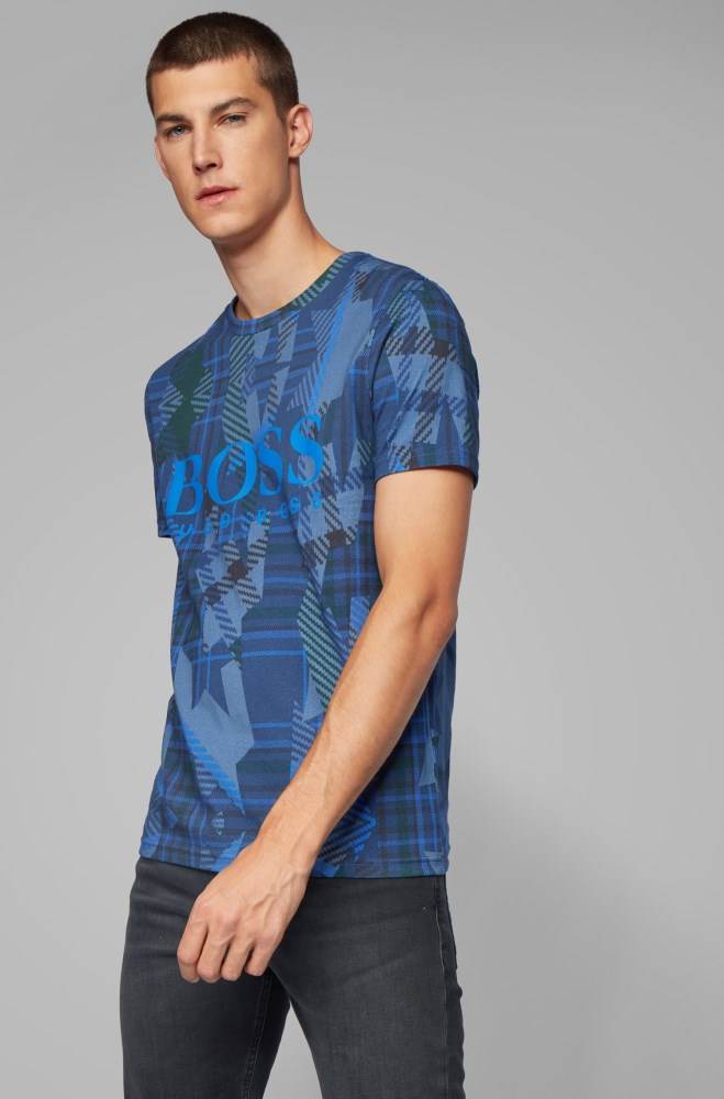 Hugo Boss Logo T-shirt Mørke Blå | s3qFFFZJ