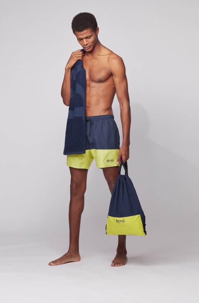 Hugo Boss Logo beach set comprising towel, swim shorts and bag Mørke Blå | qDV5hesb