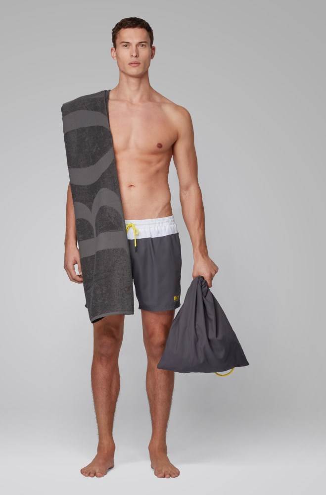 Hugo Boss Logo beach set comprising towel, swim shorts and bag Lyse Grå | tpZpVaQA