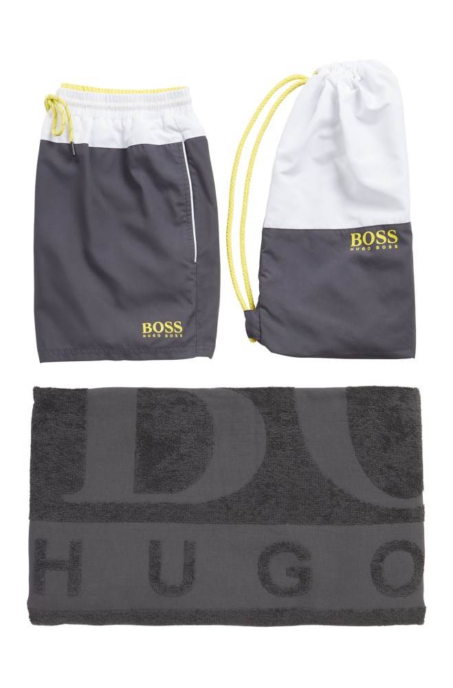 Hugo Boss Logo beach set comprising towel, swim shorts and bag Lyse Grå | tpZpVaQA