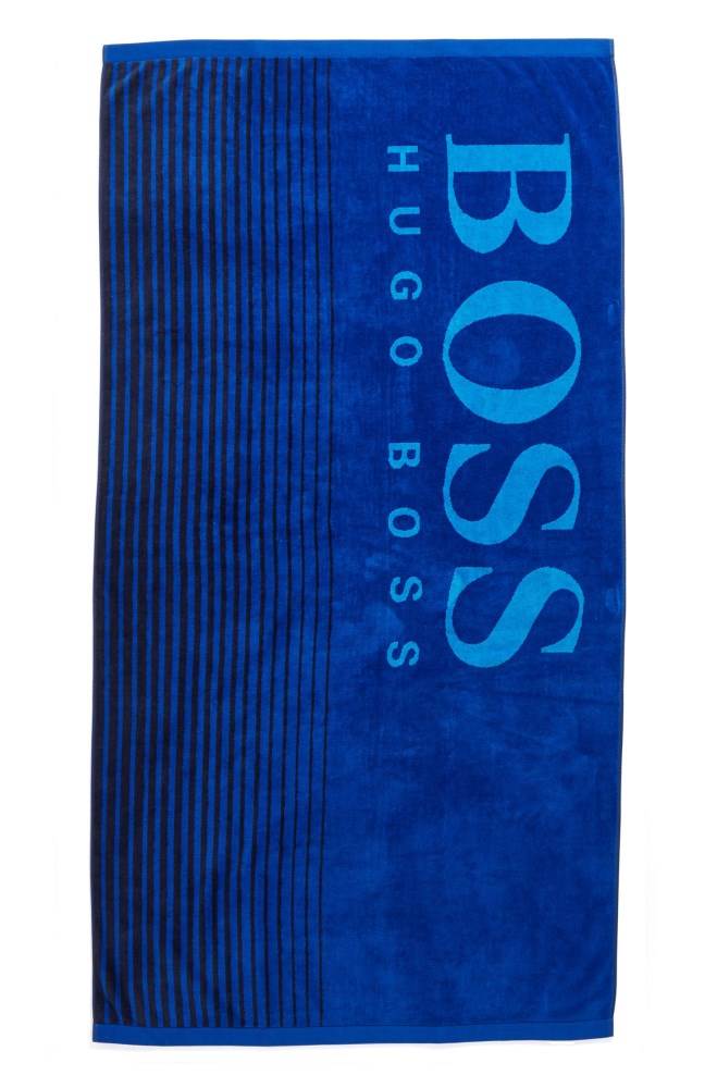 Hugo Boss Logo beach towel Mørke Blå | 3DzZqeRf