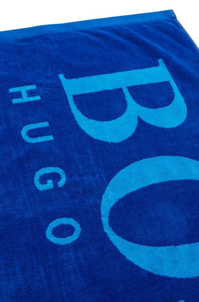 Hugo Boss Logo beach towel Mørke Blå | 3DzZqeRf