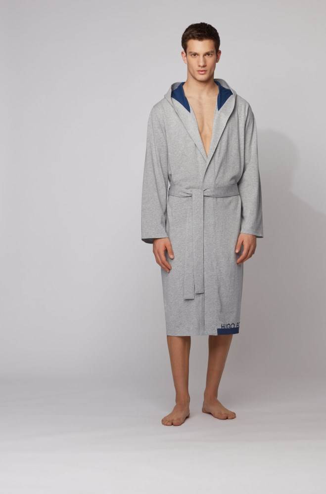 Hugo Boss Logo dressing gown Lyse Grå | gpUCIEzH