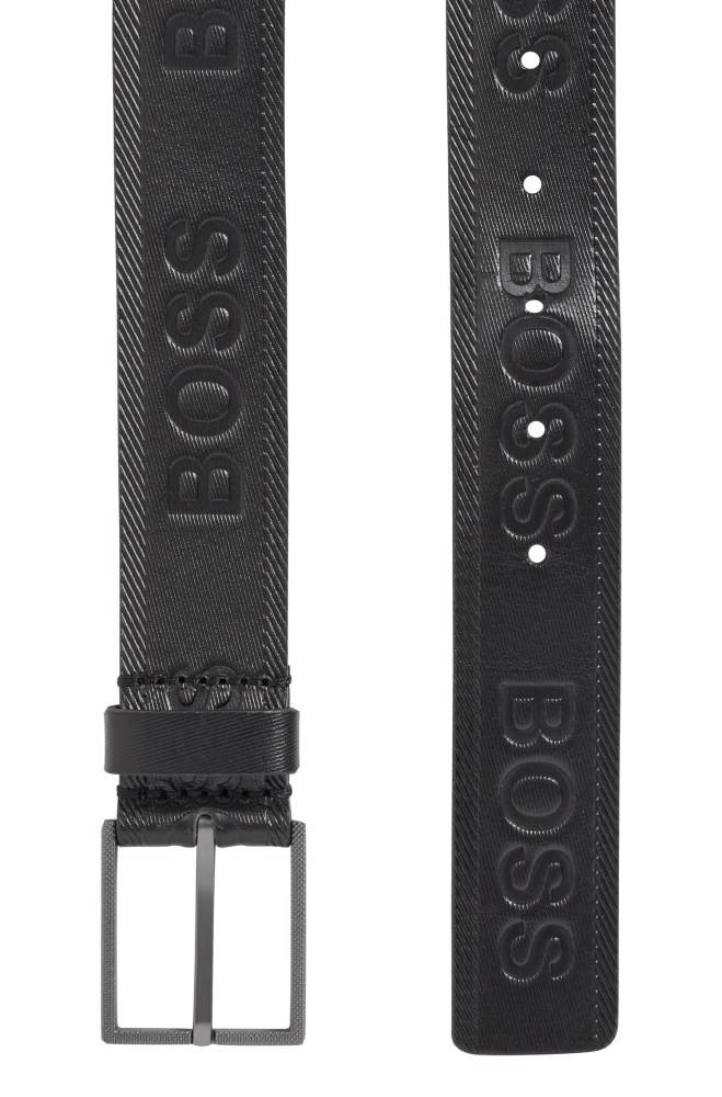 Hugo Boss Logo-embossed belt Svarte | GcsaKlT7