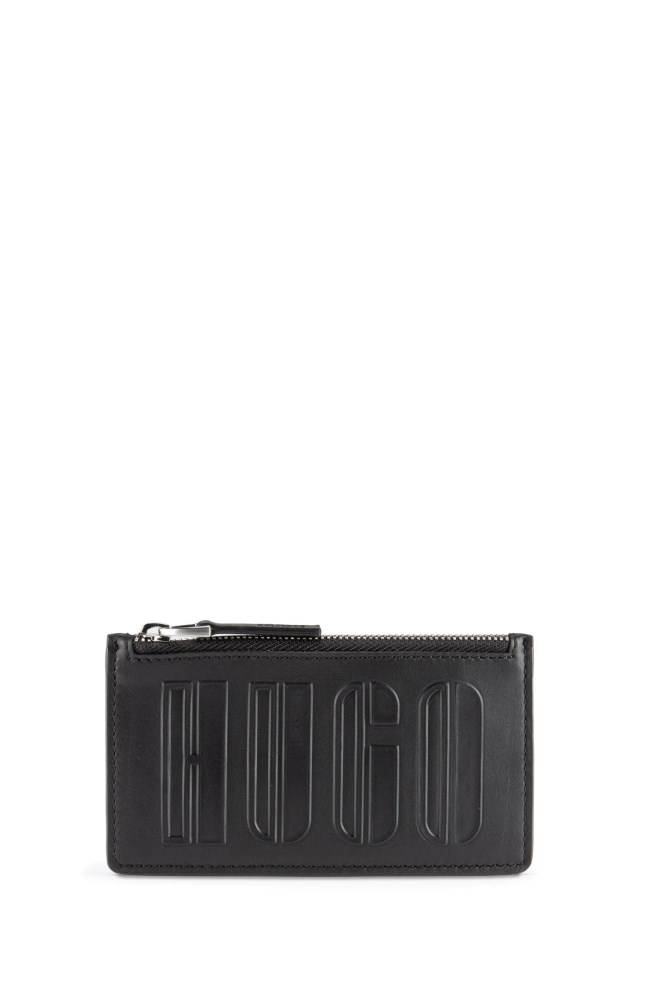 Hugo Boss Logo-embossed faux-leather card holder Svarte | ZzxOf5vq