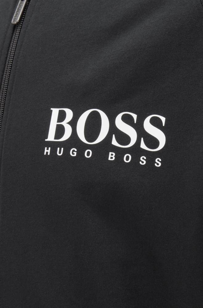 Hugo Boss Logo loungewear jacket Svarte | fNvNRXm3