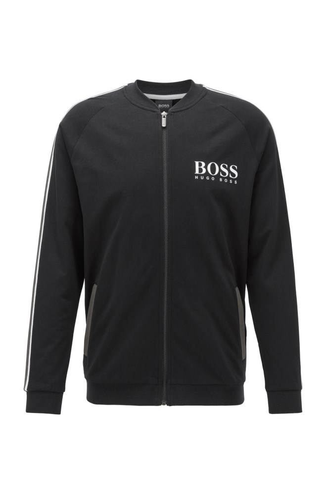 Hugo Boss Logo loungewear jacket Svarte | fNvNRXm3