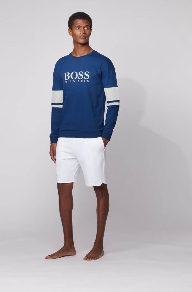 Hugo Boss Logo loungewear sweatshirt Blå | 8MQdQnUd