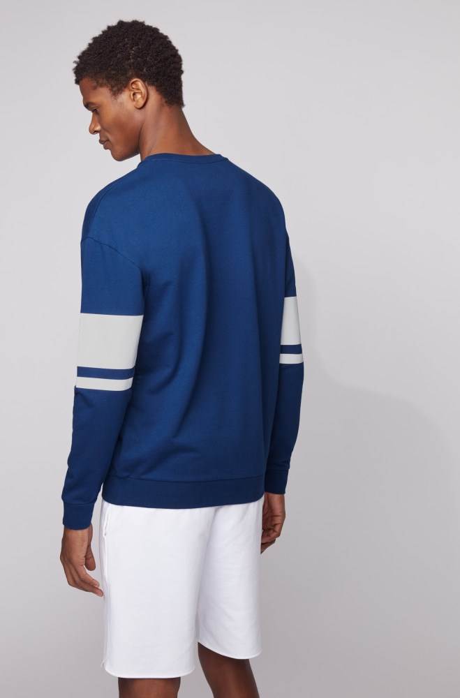 Hugo Boss Logo loungewear sweatshirt Blå | 8MQdQnUd