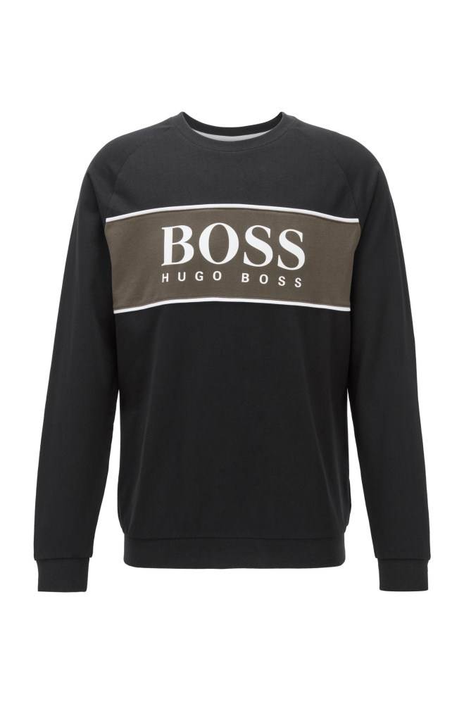 Hugo Boss Logo loungewear sweatshirt Svarte | wUQmuL3M