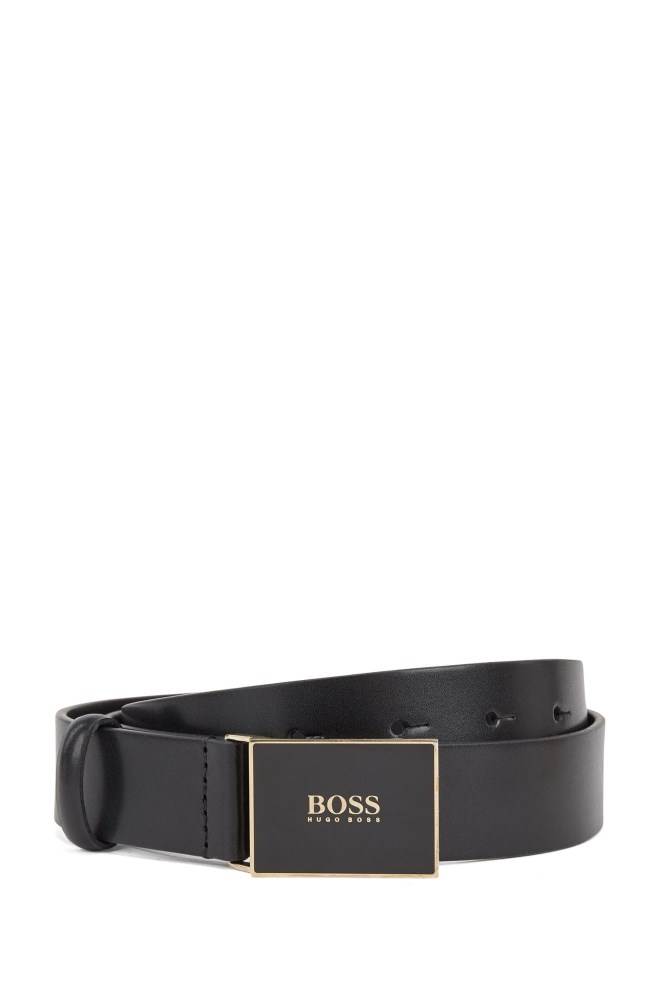 Hugo Boss Logo plaque-buckle belt Svarte | TkpMskME