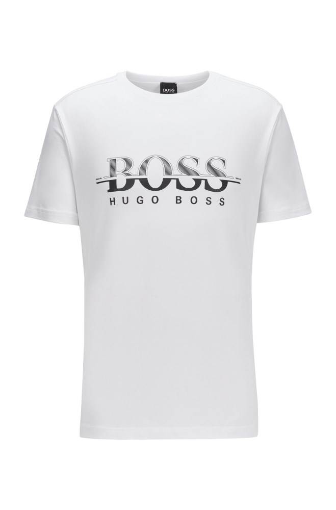 Hugo Boss Logo-print T-shirt Hvite | 2QsrJZrZ