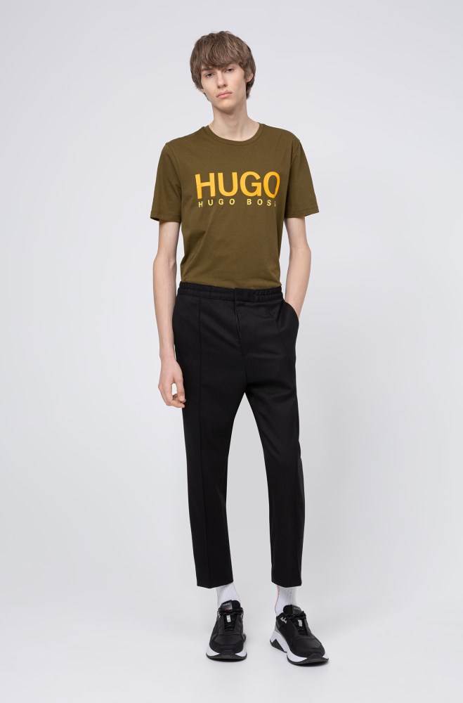 Hugo Boss Logo-print T-shirt Khaki | 2ioRe7xB