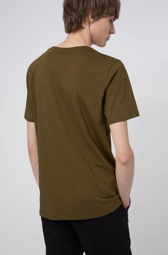 Hugo Boss Logo-print T-shirt Khaki | 2ioRe7xB