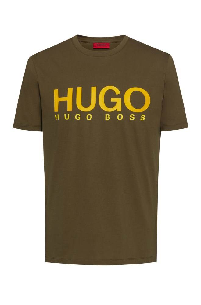 Hugo Boss Logo-print T-shirt Khaki | 2ioRe7xB