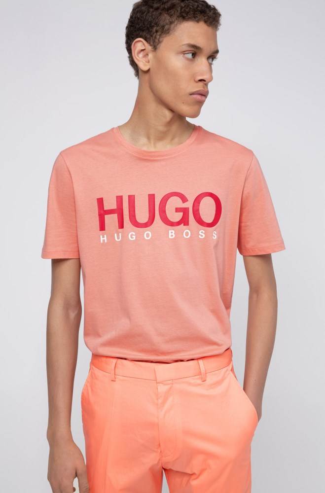 Hugo Boss Logo-print T-shirt Lyse Oransje | gLlpSJSu