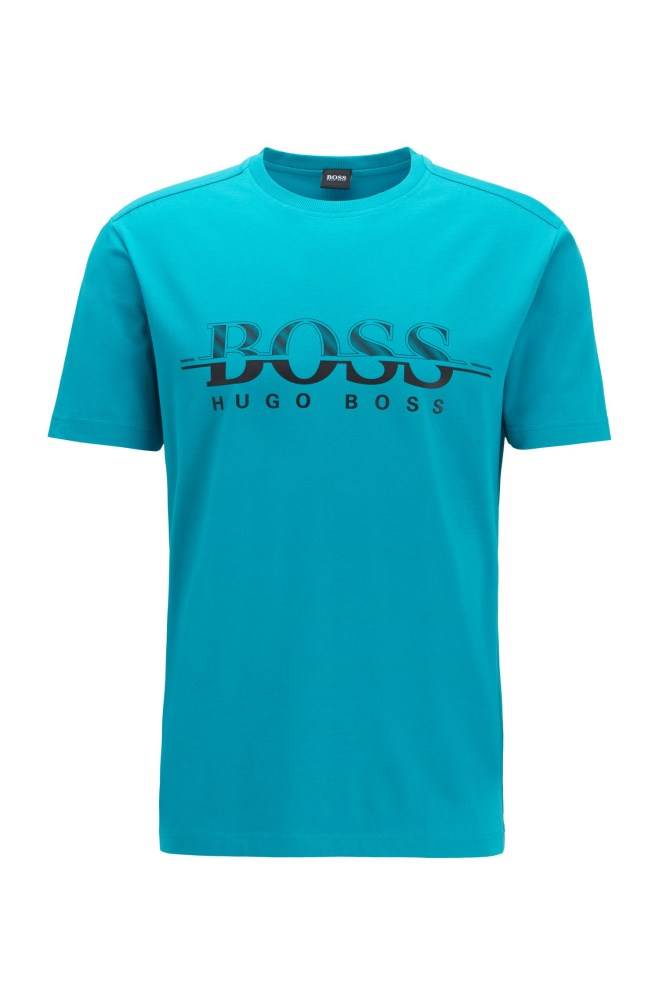 Hugo Boss Logo-print T-shirt Turkis | eaQtu76b