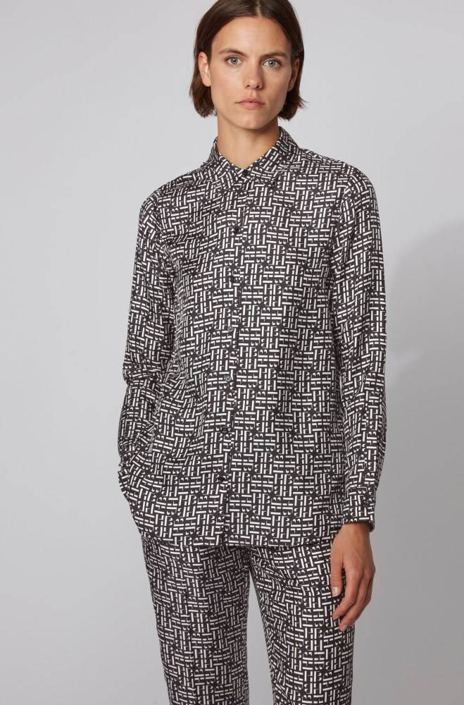 Hugo Boss Logo-print blouse Patterned | 8Y5hpa4E