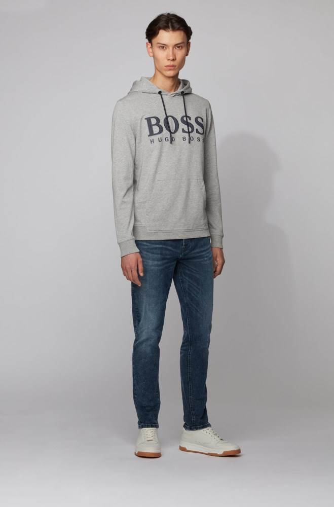 Hugo Boss Logo-print hooded sweatshirt Grå | EAtYeKZl