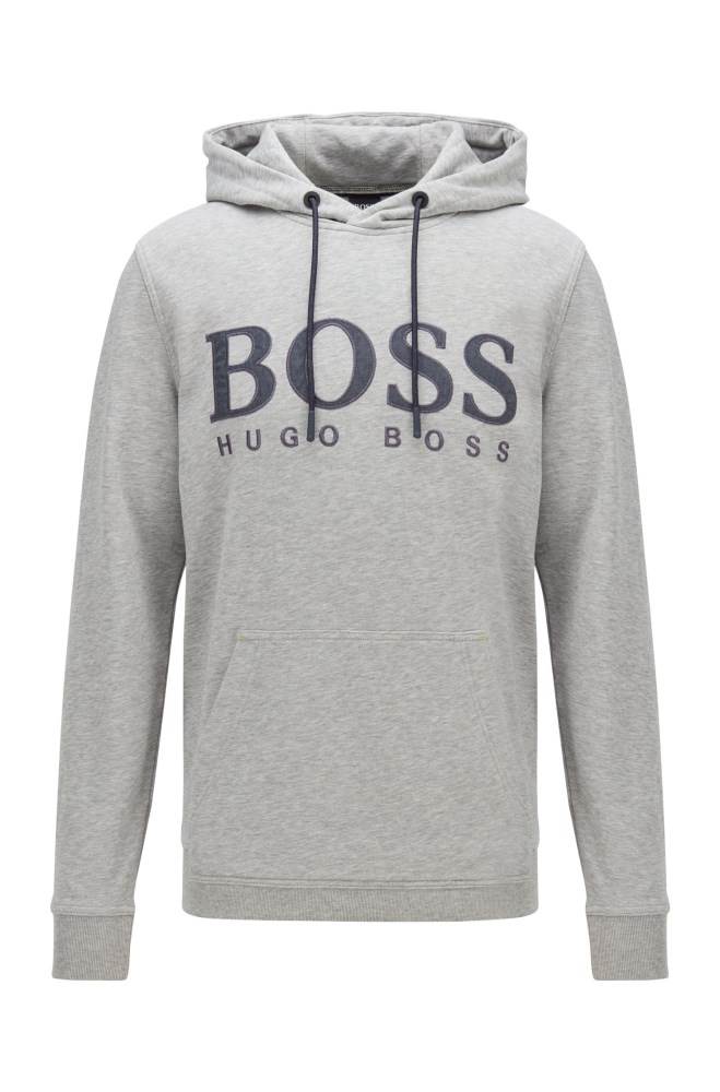 Hugo Boss Logo-print hooded sweatshirt Grå | EAtYeKZl