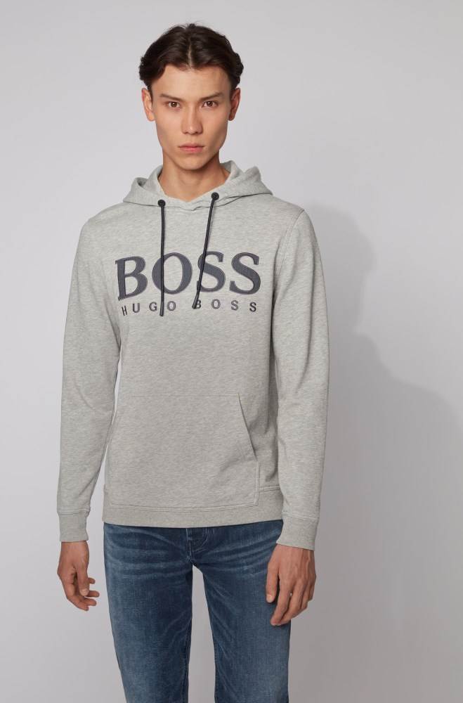 Hugo Boss Logo-print hooded sweatshirt Grå | EAtYeKZl