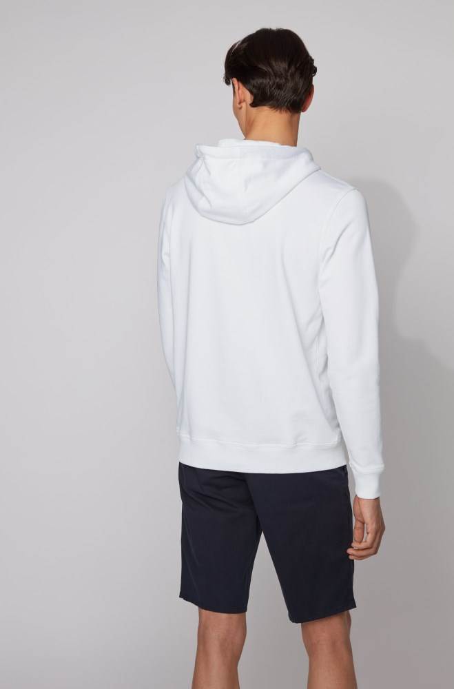 Hugo Boss Logo-print hooded sweatshirt Hvite | JylT6Tjd