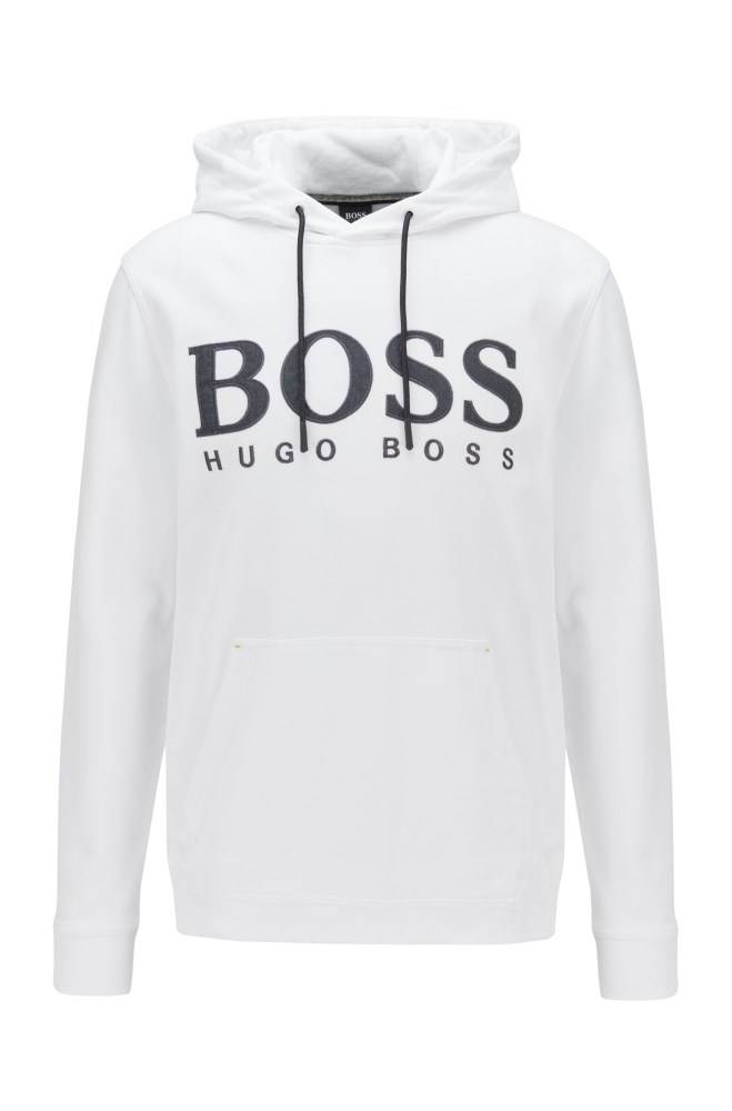 Hugo Boss Logo-print hooded sweatshirt Hvite | JylT6Tjd