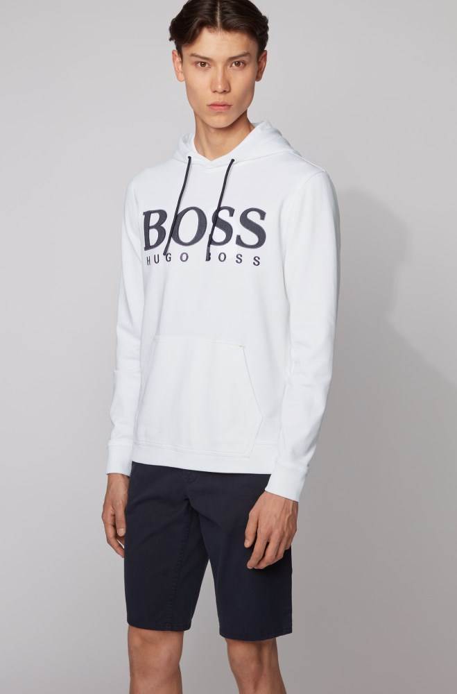 Hugo Boss Logo-print hooded sweatshirt Hvite | JylT6Tjd